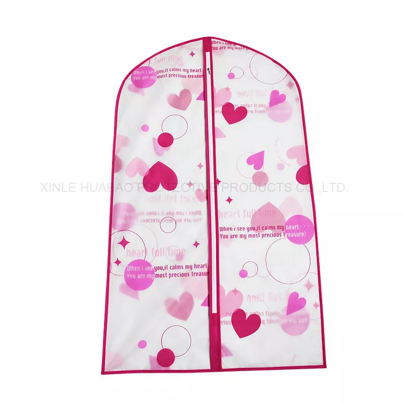 Eco-friendly PEVA Wedding dress cover garment bag with customer's logo